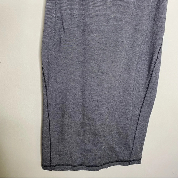 Lululemon Black White Micro Stripe Go For It Athletic Midi Dress Size 8 - Picture 6 of 11